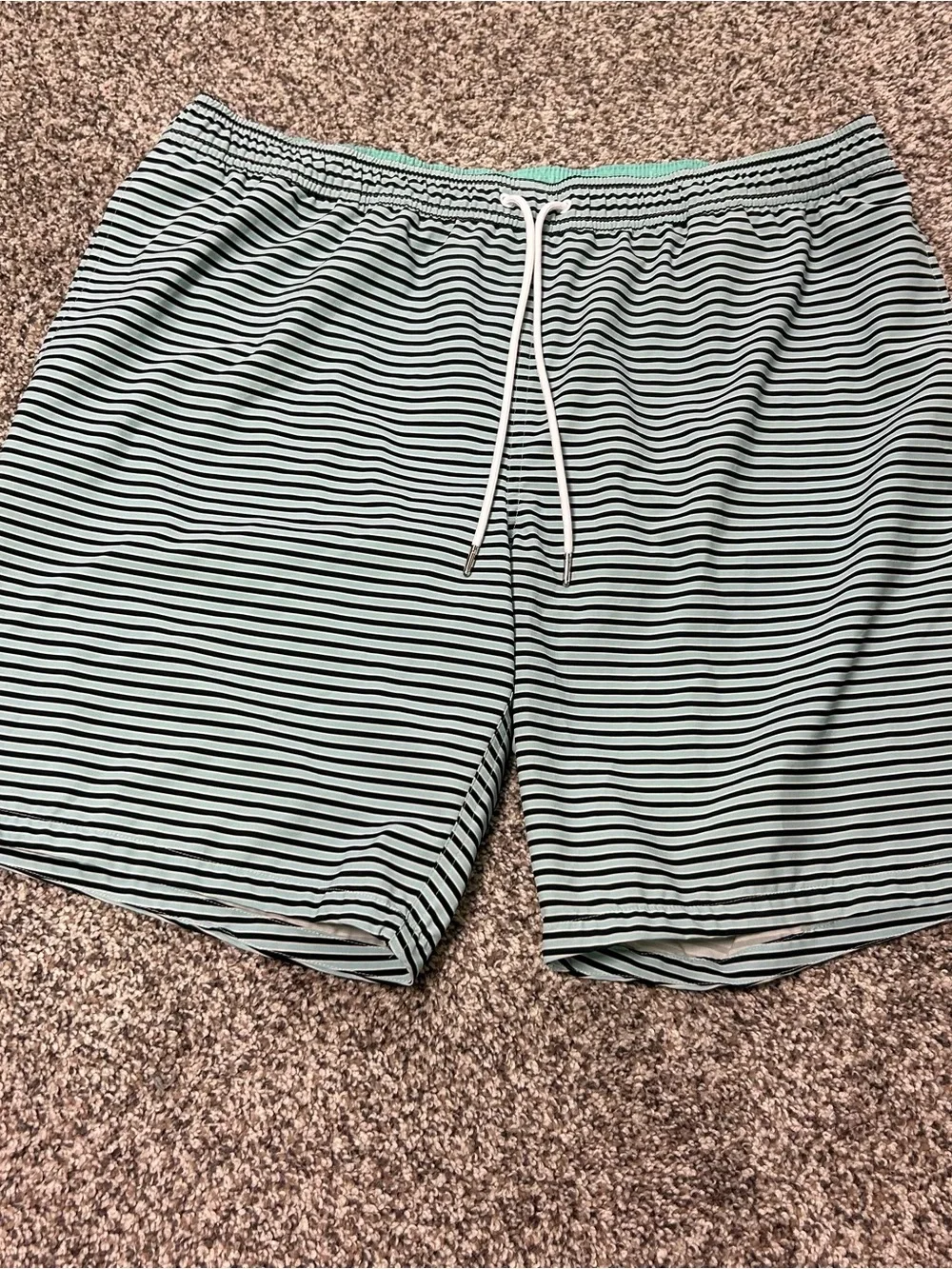 Bonobos Blue White Striped Mesh Lined Swim Trunks Men's Size XL